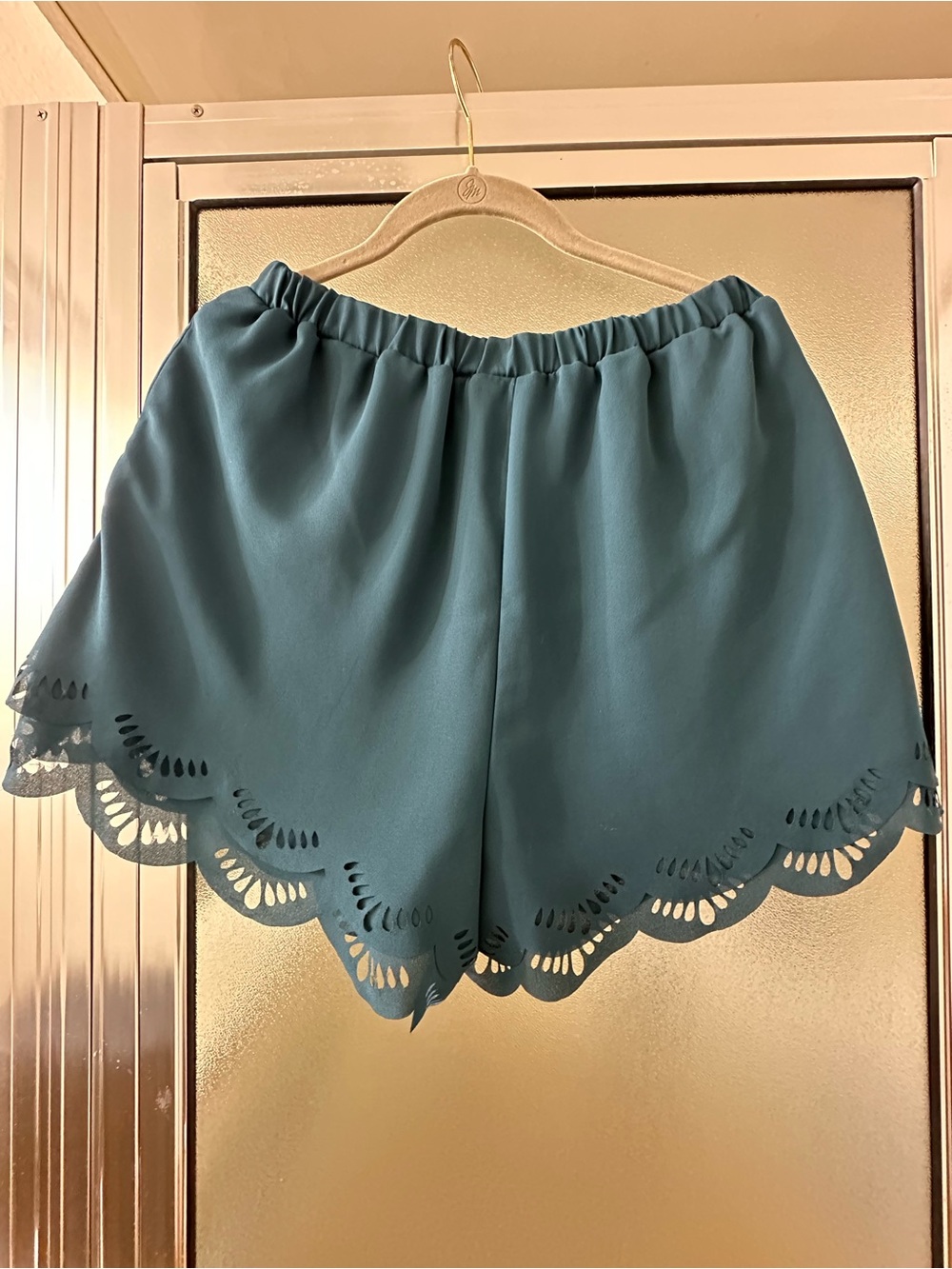 LC Lauren Conrad Teal Scalloped High-Waist Shorts - Picture 3 of 3